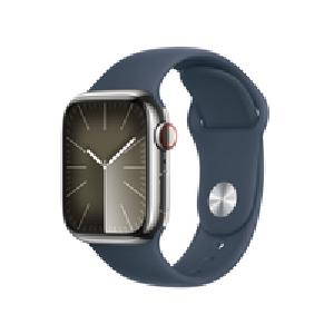Apple Watch Series 9 silber/dunkelblau Edelstahl 41 mm Sportarmband
